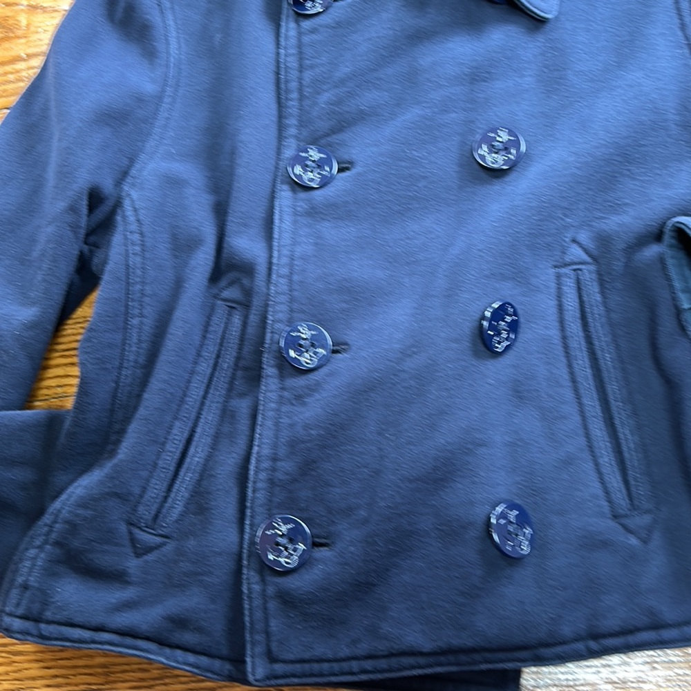 Ralph Lauren Rugby navy blue knit jacket. Blue buttons w/anchors. Size Large - Picture 4 of 12